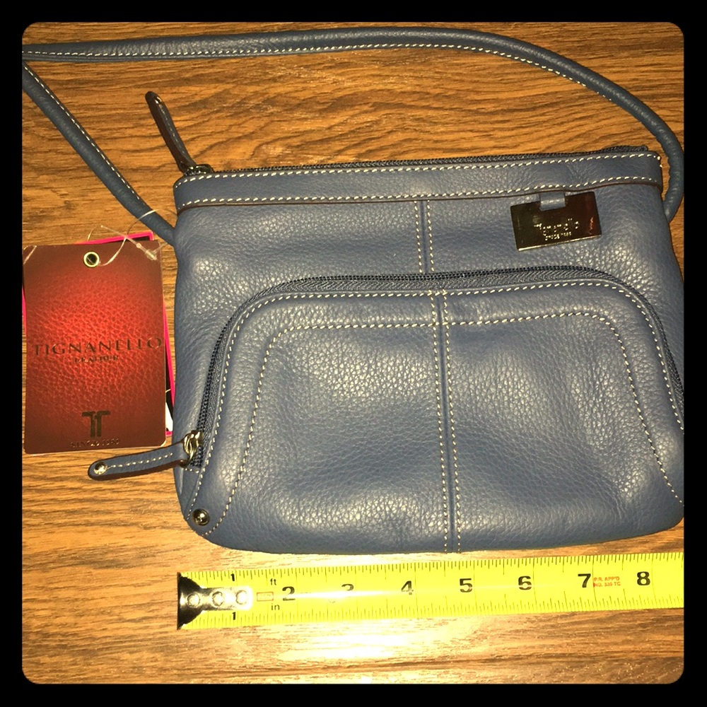 NWT Tignanello blue crossbody organizer purse